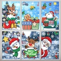 Autocollants de Noël pour fenêtres avec Père Noël, renne et bonhomme de pain d'épices - Ensemble de 6 (Ours Polaire/Pain d'Épice/Cerf/Père Noël Mix)