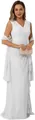Elegant white V-neck sleeveless mother of the bride dress with matching shawl - US size 2 / Top And Bottom / Off-White