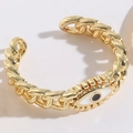 Goldener Gliederkettenring mit einem weiß-schwarzen Emaille-Auge der Vorsehung - Ketten Böser Blick (JZ0139-2)