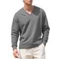 Men's V-neck long sleeve knit sweater in grey with premium jacquard texture - S / Gray