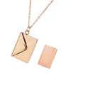 Rose gold stainless steel envelope necklace with heart seal and removable metal card insert - Love You Engraving / Rose Gold Heart