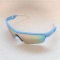 Light blue semi-rimless kids sports sunglasses with iridescent rainbow coated lenses - Blue