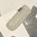 Pasador rectangular con cuentas de cristal brillantes y borde de metal dorado - Estilo 10 Blanco [Cuadrado]