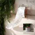 White Christmas velvet ribbon with silver snowflake print for festive gift wrapping - Silver Snowflakes Ribbon 6.3cm*10 Yards