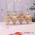 Set mit 4 goldenen Weihnachtskugeln in Zwiebelform mit Streifen und Glitzer, 13cm hoch - Gold Konisch Klein