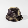 Close-up of the thick tie-dye lamb wool fabric texture on this stylish bucket hat - M / No.4 Purple Grey & Beige Mixed