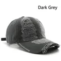 Distressed dark grey baseball cap with vintage worn-out details and cotton twill fabric - Dark Gray
