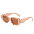 Translucent coral orange geometric sunglasses with brown lenses and thick frames - Tea Frame Tea Lens