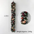 1.35m Snowy Christmas garland with ornaments, pine cones and LED lights on white background - 135CM Champagne White-Tipped Pinecone (With Lights)
