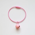Pink candy-colored wire keychain ring with matching small bell pendant accessory - Deep Pink
