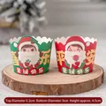 Christmas paper cupcake liners with cartoon Santa Claus patterns on wood base - Paper Cups Boy Girl Mix 100pcs