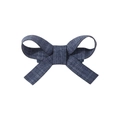 Handmade navy blue linen bow hair clip for girls with elegant woven fabric texture - Dark Blue