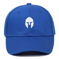 Berretto da baseball blu scuro con ricamo casco spartano bianco sul davanti - Regolabile / Blu Zaffiro
