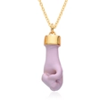 Collier doré poli avec un pendentif unique en forme de poing lavande pour femme - Style Violet Clair (c659)