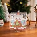 9.6cm Christmas transparent PVC gift box with cartoon bear and golden handle rope - Christmas Bear / 9.6*9.6*9.6cm