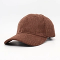 Detailed texture of dark brown corduroy fabric on a classic six-panel baseball cap - Dark Coffee