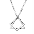 Polished silver geometric necklace with interlocking square pendants on O-chain - Solid Silver Geometric + 60cm Chain