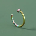 Rainbow stainless steel C-shaped faux nose ring with vibrant gradient metallic finish - SE1560 Rainbow Color