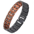 Men's magnetic therapy bracelet in black dragon pattern finish with copper details - Raindrop Cross Ancient Copper Half-Brushed