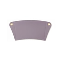 Close-up of violet textured PU leather coffee sleeve with golden metal eyelet rings - Light Purple