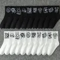 Chaussettes de sport mi-mollet en coton noir et blanc avec motifs de style urbain et démons - Taille Unique(37-46) / Série D4-Personnalisable Plus de 100 Paires