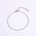 Bracelet chaîne feuille minimaliste en acier inoxydable argenté avec fermoir mousqueton - Argent Fausse Perle