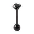 Close-up of black zircon stone in a 4-claw setting for a stainless steel tongue stud - Black Zircon