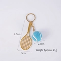 Porte-clés mini raquette de tennis dorée avec balle bleue, accessoire de sport de 7,5 cm - 2.6cm Large / Raquette Or + Balle Bleue 2.6cm