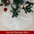 White 90cm Christmas tree skirt with gold and silver foil star moon patterns - Diameter 90CM / White Gold Star Moon
