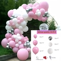 134-piece pink white and silver balloon arch kit for birthday party decorations - Pink and White Silver Combination Style (Set 032)