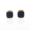 Minimalist 18k gold plated hexagonal stud earrings featuring pavé blue zircon stones - Gold Square Blue Zirconia (EC04-7)