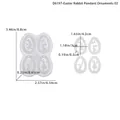 Detailed size chart for Easter hollow bunny silicone mold with egg-shaped slot dimensions - Easter Bunny Pendant Ornament 02 Mold