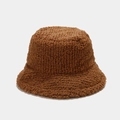 Winter brown teddy plush bucket hat with soft faux fur texture for men and women - M (56-58cm) / Tan