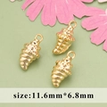 Three gold seashell pendants for jewelry making, 11.6mm x 6.8mm, nautical ocean charms - Gold Conch A