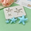 3-cavity starfish silicone mold with finished sky blue starfish decorations for DIY baking - 3-Cavity Starfish (603)