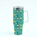 40oz Christmas tumbler with snowman patterns and straw lid for beverages - Style 2
