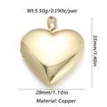 Golden copper heart pendant with zircon inlay, 35mm x 28mm size for DIY jewelry making - Ysn023-12 / 18K Gold