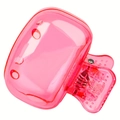 Close-up of pink translucent hair claw clip showing internal spring and anti-slip teeth - Pink