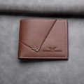 Classic brown leather wallet for men with elegant white stitching and metal buckle - Light Brown