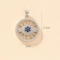 Silver devil eye pendant with blue crystals and dimensions of 2.7cm by 2.0cm - Silver Round Evil Eye Blue Gem Pendant (17-1)