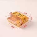 Orange square sandwich box with cartoon crab design and transparent lid, 12x10x6cm - Medium Square Yellow Crab Box with Belt