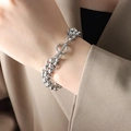 Double-layered silver chunky chain bracelet with OT toggle clasp on a model's wrist - Silver Bracelet