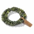 Three-piece set of green gemstone bead stretch bracelets with natural stone textures - 19cm 3-Piece Set - Green Jade Style
