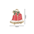 Christmas bell charm in red and white enamel with green bow, 2.0cm height size detail - 2342 Red Bow Bell
