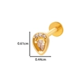 Gold stainless steel teardrop labret stud with pear-cut zircon inlay and 0.61cm size - 8# Teardrop Style - Gold