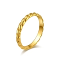 Anello a cupola in acciaio inossidabile placcato oro 18K con elegante trama intrecciata - 5# / Oro
