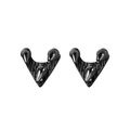 Men's punk black V-shaped claw stud earrings in gothic hip-hop style with metal finish - Punk Black Claw Pair / Black