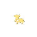 Golden stainless steel dachshund puppy charm with heart cutout for DIY jewelry making - Heart Dog / Gold