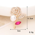 Goldene Rosenbrosche mit Strasssteinen und weißer Perle Blumenzubehör 4,5cm x 3cm - D640 Marquee Rose Magenta