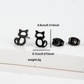 Detailed size parameters of minimalist black stainless steel cartoon cat stud earrings - Cat (063) / Black